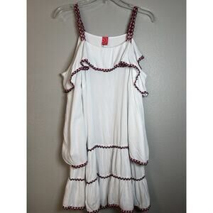 Anthropologie Red Garter Open Shoulder Cover Up Dress‎ White Womens Medium 8